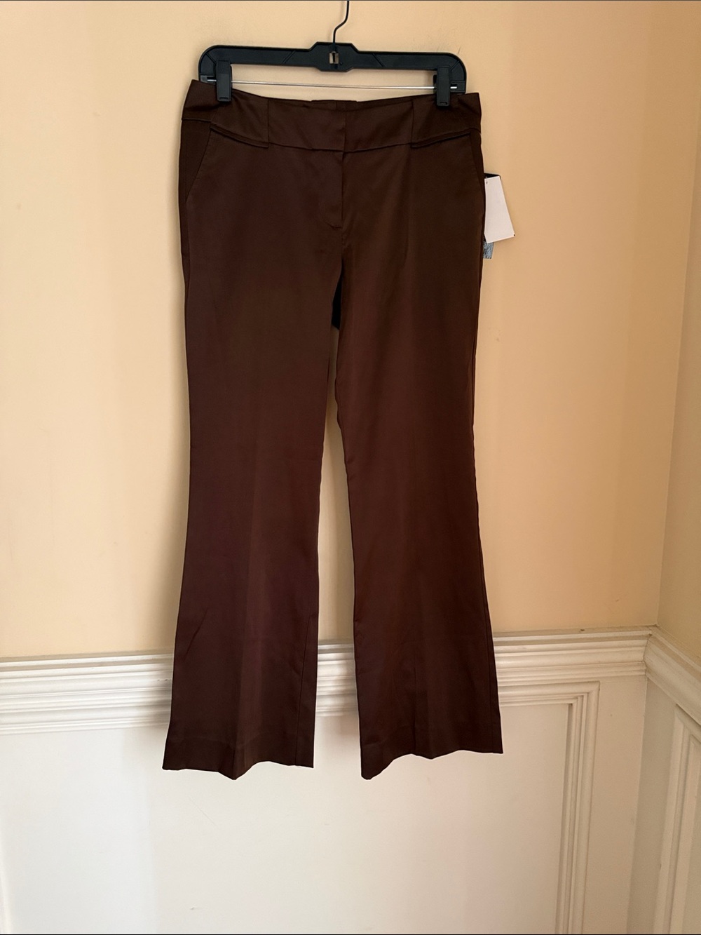 NWT Tempted Brown Bootcut Stretch Satin-Like Pants Size 9